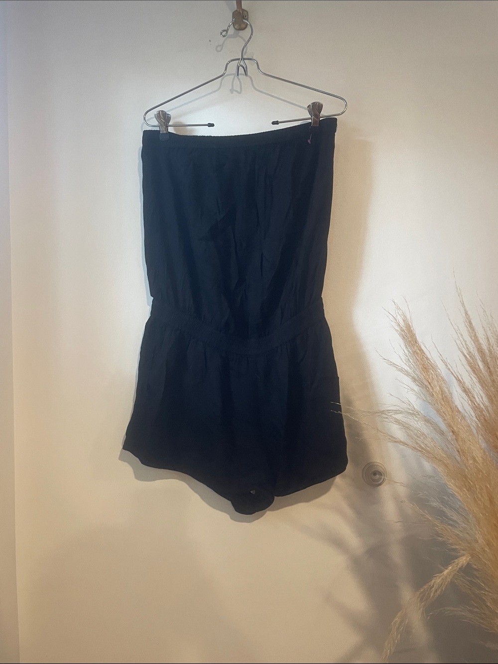 Azure Skies Black Strapless Women's Shorts Romper Sz M B132